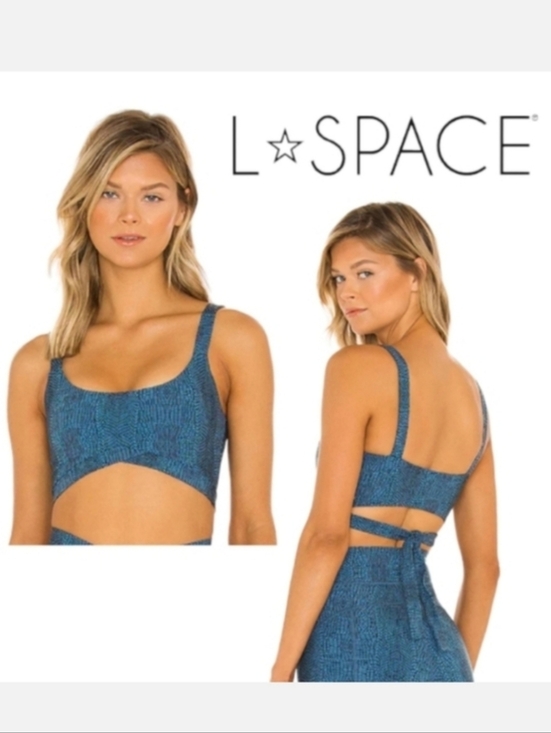 l*space Other - L*Space Active Lets Croc About It Beau Athletic Sports Bra Teal Sz L NWT